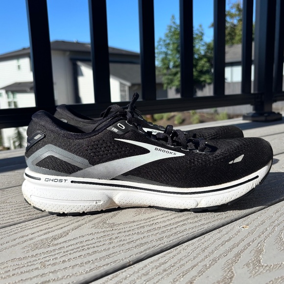 Brooks Ghost 15 Running Shoes Black/Blackened Pearl/White US Women 11.5 - Picture 1 of 11